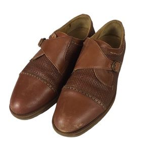 Men's Adolfo Co. Brown Leather Monk Strap Oxford Shoes. Made in Italy. Size 10.